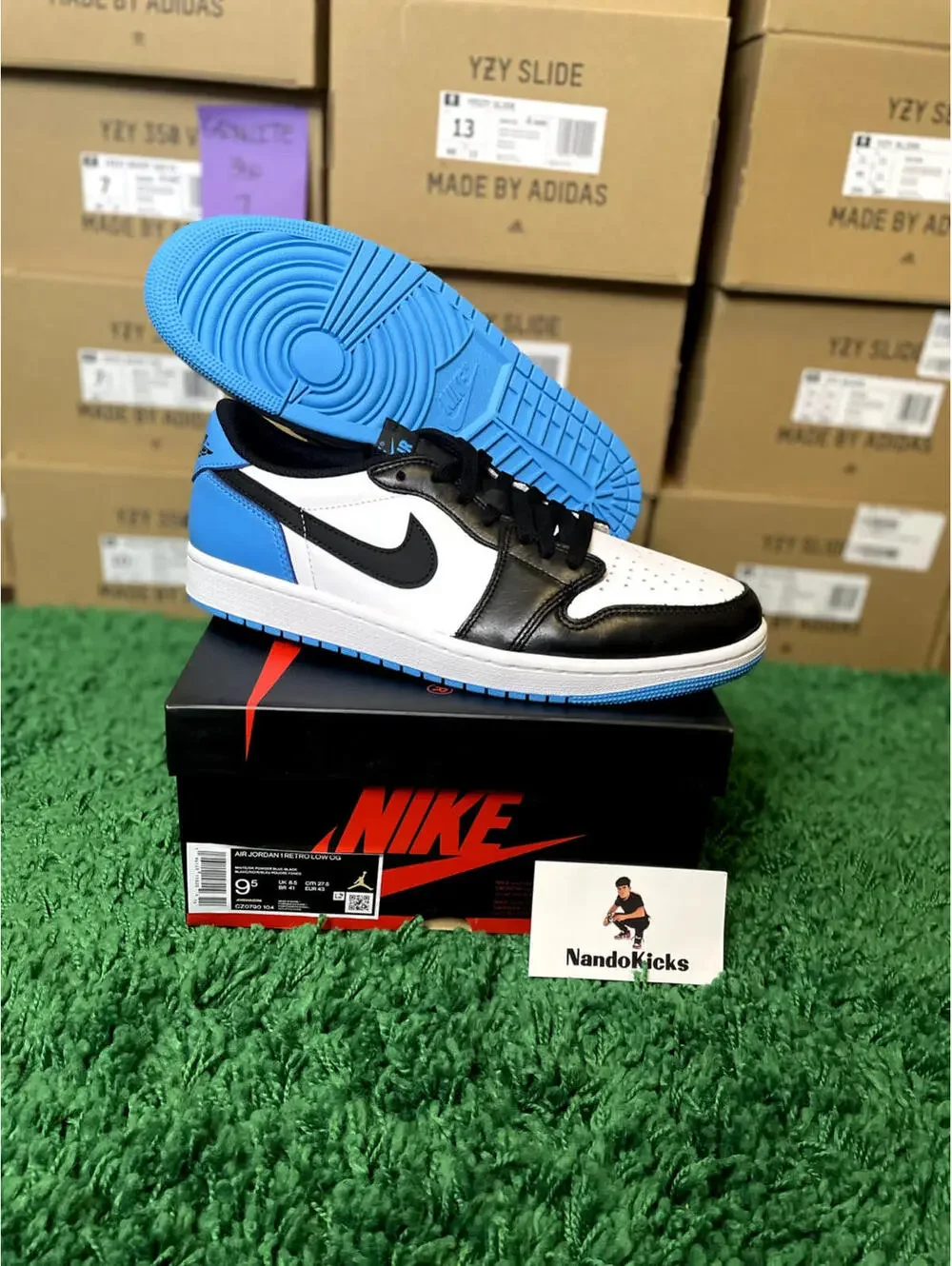 Nike Jordan 1 Retro Low Black Dark Powder Blue' Size 6.5Y